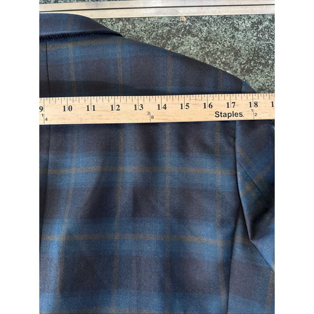 Paul Smith London Men 42/52 Teal Black Windowpane Wool Sport Coat Portugal - Picture 8 of 14
